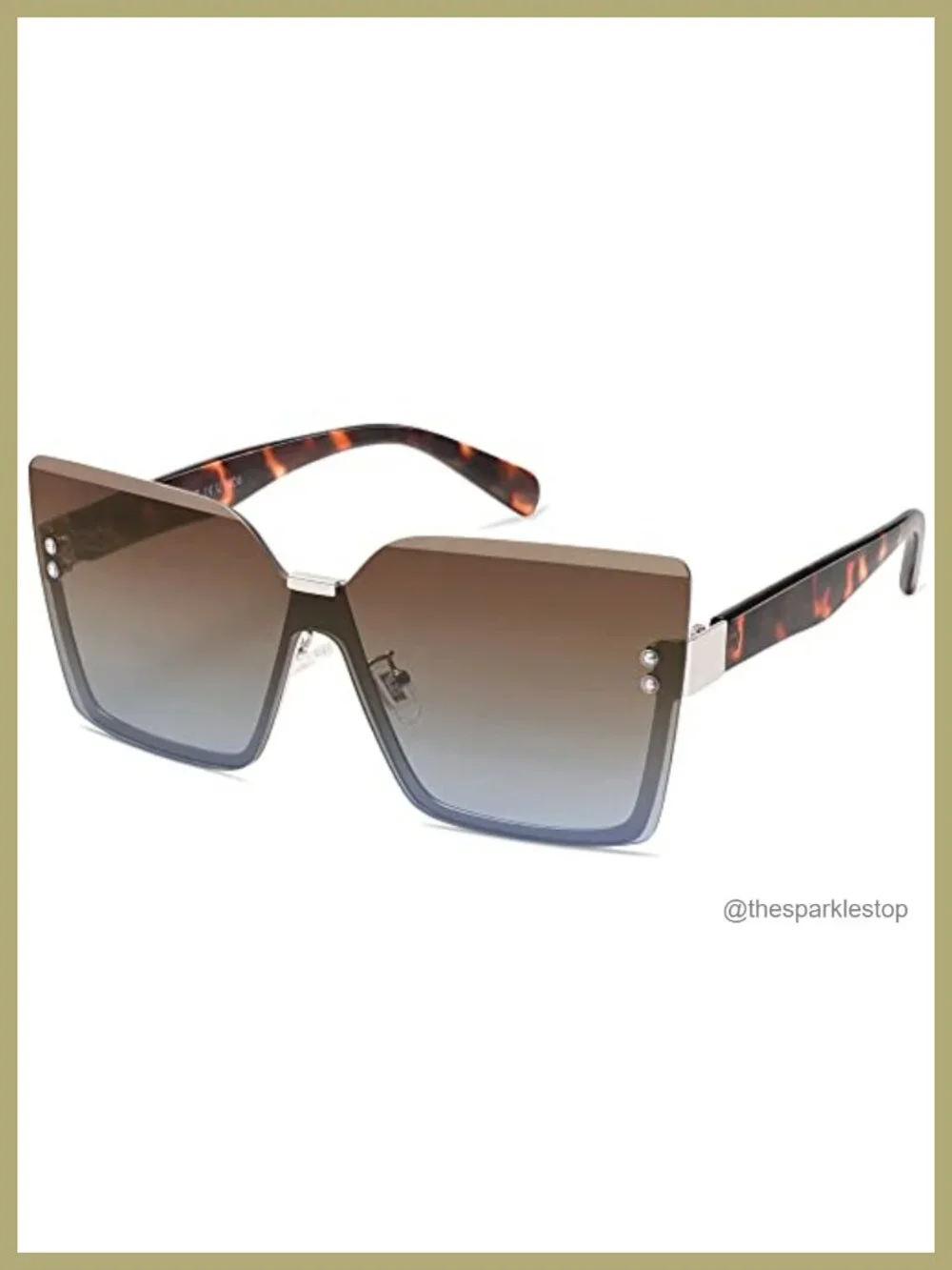 Oversized Square Rimless Sunglasses UV400 Ladies Shades